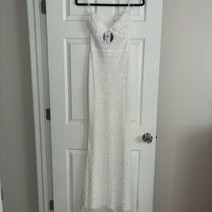 Windsor White Beaded Bodycon Formal Dress